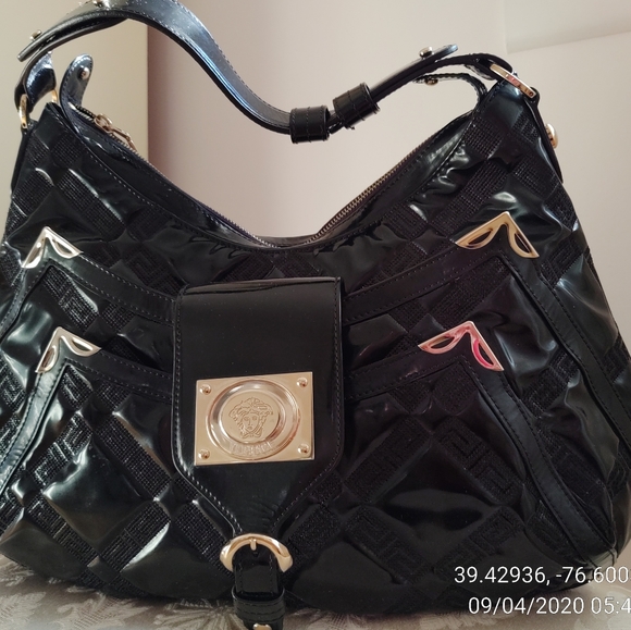 Vercase Handbags - Versace black patent women's bag
